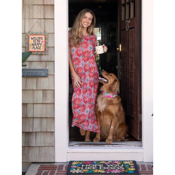 Natural Life Dresses & Skirts - Natural Life Frankie Knit Cotton Tee Midi Dress sz large pink floral